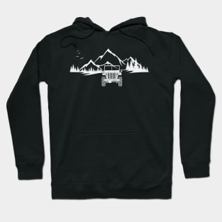 Willys Off Road Mountain Adventure Scene (white) Hoodie